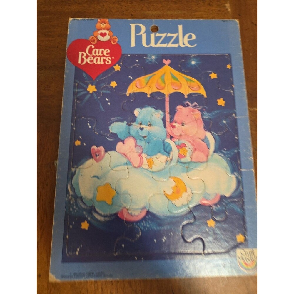 Care Bears in Cloud Car Puzzle Tray  (1983) Craft Master American Greetings Vntg